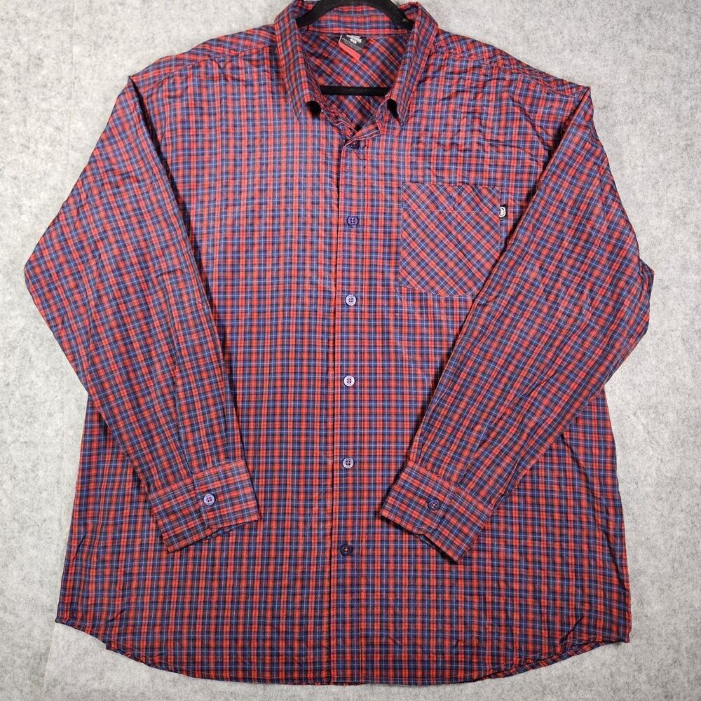 Ecko Unltd Mens Red Blue Plaid Button Up Shirt Casual Urban Street Rustic Sz 4XB